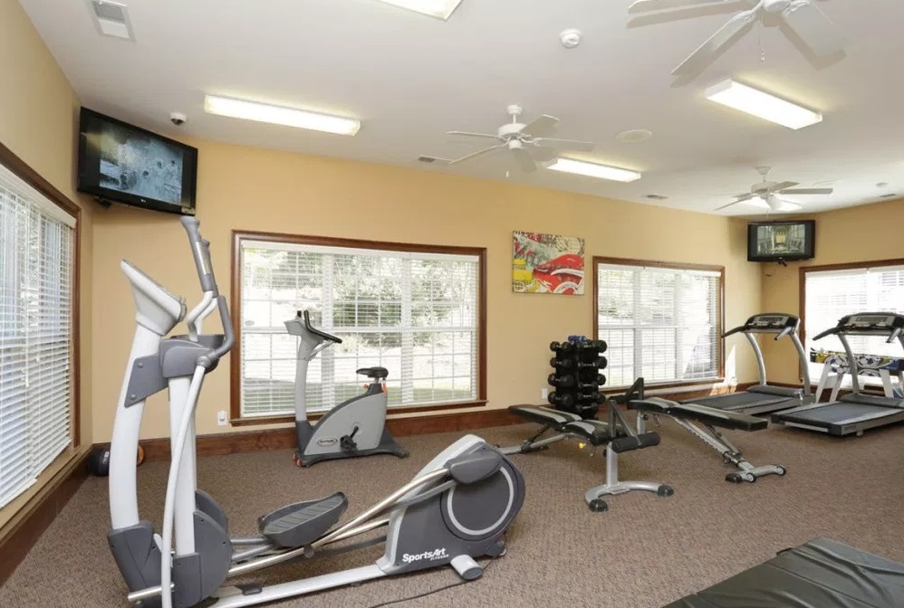 a room with exercise equipment