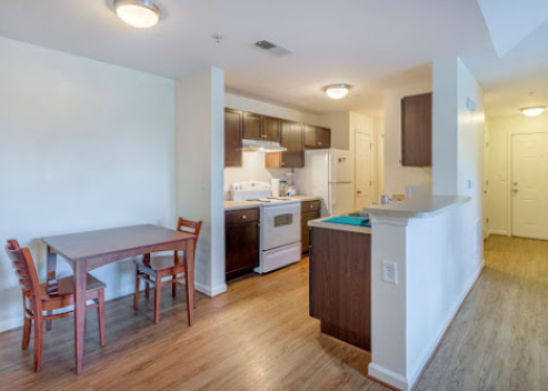 a kitchen and dining area in a house
