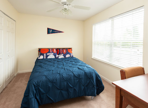 a bed in a room