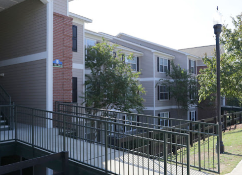 a walkway leading to a building